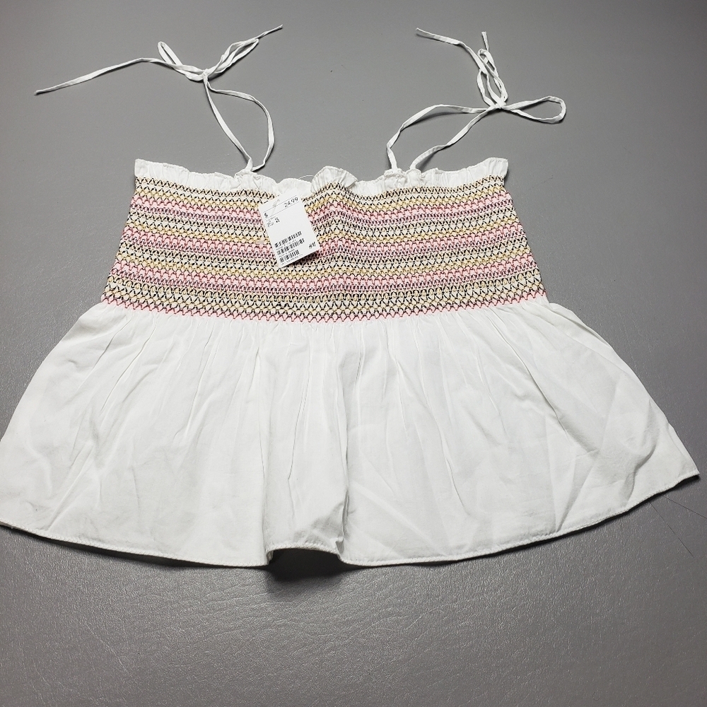 New H&M white colorful summer top women's size 12